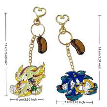 1pc Sonic Speed Character Enamel Keychains With Burger Charms - Anime Game Alloy Pendants For Bags & Keys - Multicolor - View 8