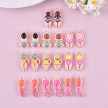 6/20pcs Mixed Color Resin Cartoon Swimming Figure Charms - Colorful DIY Handmade Materials, Unique Swimming Poses & Patterns, Suitable For Jewelry Making, Bag Accessories, Swimming Accessories, Fun Design, Exquisite Craftsmanship - Multicolor - View 9