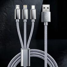 3-i-1 nylonflätad USB-laddkabel, universell snabbladdning USB till Lightning/Type-C/Micro USB-kontakt, 10–20W utgång, kompatibel med iPhone och mer, ultrasnabb laddkabel, kompatibel med iPhone, Type-C-telefoner och Android-telefoner - Multifärgad - Visa 11