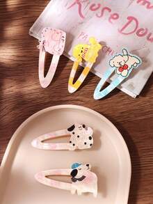 5 Stücke süße Dopamin Welpen- & Katzen-Cartoon Haarspangen, Damen Seitenclips, Pony- & lose Haarclips, Acryl Haarspangen, lässige tägliche & Party Haaraccessoires - Verschiedenfarbig - Übersicht 5