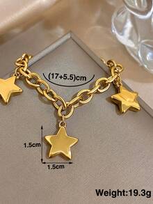 Minimalist Pentagram Chain Necklace Sets For Women Stainless Steel Golden Chain Bracelets Necklace For Party Birthday Holiday Season Jewelry Gifts - Multicolor - View 8