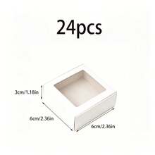 48/36/24/12/2pcs White Small Gift Boxes With Transparent Window, Jewelry, Soap, Candy Boxes, Handmade Crafts Packaging, Flat Bulk Pack, Suitable For Gifts, Crafts, Weddings, Parties, Bridal Showers, Brides, Wedding Decor, Birthday Decor - White - View 27