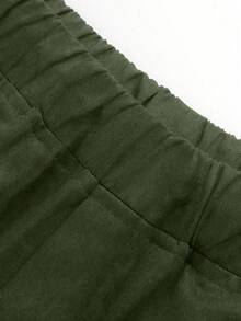 1pc Tween Girls' Fashionable Casual Solid Color Loose Cargo Pants With Multiple Pockets, Comfortable For Spring & Autumn - Army Green - View 5