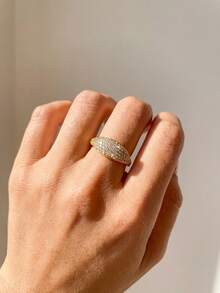 1pc 925 Sterling Silver Minimalist Full Zirconia Ring, Versatile Daily & Party Accessory, High-Quality Jewelry Gift For Women - Minimalist Full Zirconium - View 4