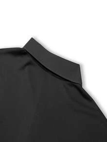 Men's Minimalist Letter Print Short Sleeve Casual T-Shirt, Summer Holiday Style - Black - View 7