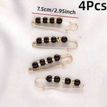 2/4/8/10/20pcs Women's Pearl Waist Pin Adjustable Fastener Buckle, Waist Tightening Anti-Exposure Brooch Accessory (No Card) - Black and White - View 29