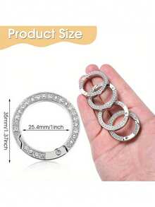 Travel Decorative Spring O-Ring Clip, Alloy Trigger Spring Buckle Keychain, Glossy Key Ring, Creative Keychain Decoration, Suitable For Wallet, Handbag, Key Chain And Bag Decoration; Zinc Alloy Rhinestone Spring Ring Open Ring DIY Jewelry Pendant - Multicolor - View 10