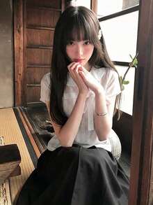 White Short Sleeve Blouse Women Summer Bow Tie Slim Fit Sweet Top - White - View 2