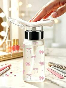 Bow Tie Pattern Nail Polish Remover Bottle, Suitable For Nail Polish Remover - Refillable Travel Packaging Bottle, Suitable For Home, Salon, And Travel Use. Dome Design, Hand Wash Only, Reusable , Makeup Remover Bottle, Travel Essentials - Multicolor - View 2