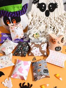 9/18/27Pcs Baby Shower Halloween Pillow Favor Boxes Cute Pastel Ghost Floral Print Mini Paper Candy Gift Boxes Spooky Baby Shower Party Decor - Multicolor - View 3