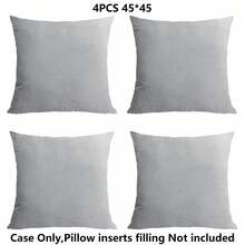 4 Piezas Funda De Almohada De Piel Suave De Felpa Corta De Color Sólido Y Simple Sin Relleno - Gris Claro - Ver 7