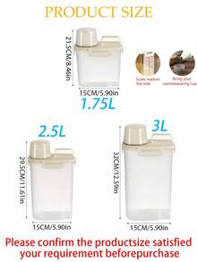 1pc/2pcs Leak-Proof Airtight Storage Canisters - Pest-Proof Portable Square Containers For Rice, Grains, Nuts And Flour | Kitchen Essential Storage, Suitable For Kitchen, Summer Beach Party, Food, Camping, Organization, Room Decor, Kitchen Supplies, Food Storage Containers - Off White - View 2