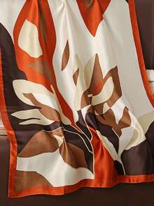 Women's Fashion Floral Print Dress Scarf, Lightweight Sun Protection Shawl, Elegant Classic Style - Orange - View 3