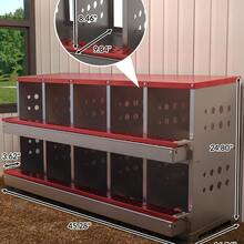 10-Hole Galvanized Chicken Nesting Box – Roll Away Egg Collection Tray – Rustproof, Waterproof, Ventilated – Includes Perch Rod – Wall-Mountable Laying Box For Hens - Red - View 2