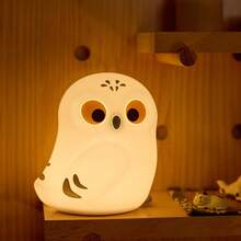 GLOOPRO Owl Night Light, Soft Owl Gift, Rechargeable, Dimmable, Timed, LED Bird Silicone Night Light, Children's Bedroom, Kindergarten, College Dormitory Decorative Light - Owl Night Light - View 3