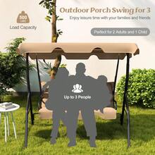 3 Seat Outdoor Patio Canopy Swing With Cushioned Steel Frame-Beige-XY435265 - FXCU6KBME0UAU6 - View 8