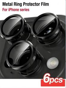 XINHONGYU 6 piezas Protector de lente de cámara de vidrio templado ultra claro resistente a arañazos, compatible con iPhone 17 Pro Max/17 Pro/17 Air/17, 16 (6.1 pulgadas) y 16 Plus (6.7 pulgadas), protector de anillo independiente de metal de vidrio templado 9H, transparente de alta definición, compatible con iPhone 15 Pro Max, 14 Plus, 13, 12, 11, 15 Pro, 15 Plus, 14 Pro, ajuste perfecto, (Negro) - 6 piezas negro - Ver 18