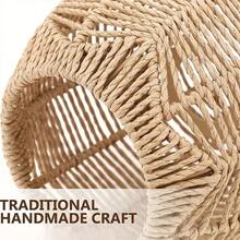 2pcs Bohemian Style Woven Rattan Pendant Light Shades - 5.89" X 5.51", Natural Beige Woven Design, Suitable For Home, Cafe And Tea House Decoration, No Electricity Or Battery Required, Woven Rattan Light Shades, Rattan Decorative Light Shades - Semicircle - View 3