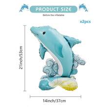 2pcs 21 Inch Blue Dolphin Foil Balloons With Base, Valentine's Day Birthday Ocean Theme Party Decoration Balloons - View 7