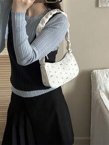 時尚個性休閒新風格紋理極簡主義女款腋下肩背包 2026夏季 - 白色 - 查看 5