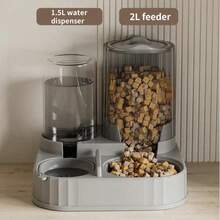 2-In-1 Automatic Pet Feeder & Water Dispenser Combo - 10-Day Large Capacity For Cats/Dogs Feeder  Anti-Tip Design | Siphon Water System | Home/Travel Use - 2L - View 9