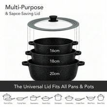 Heat Resistant Universal Pot Lid, Clear Glass Cover With Silicone Rim For Pans, Woks & Stockpots - Grey - View 5