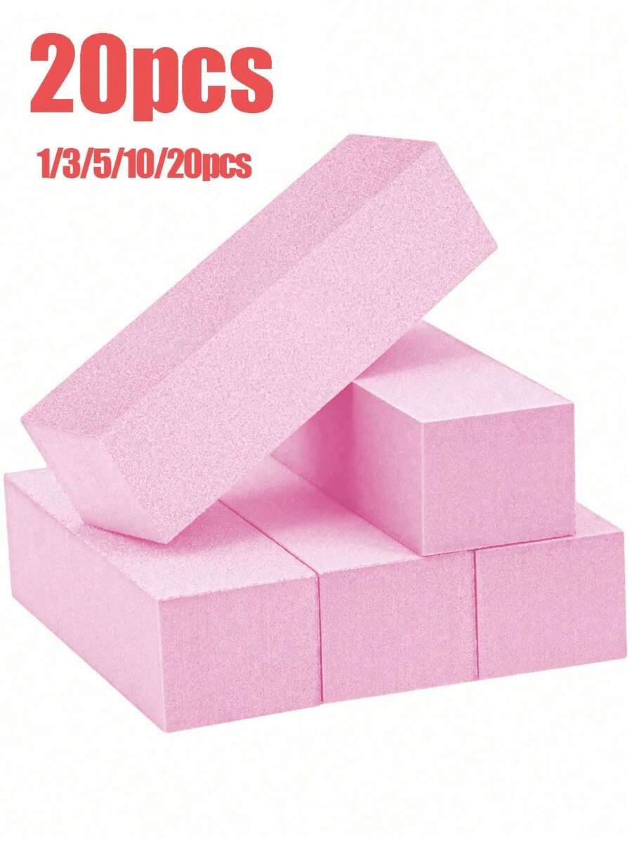1件/3件/5件/10件/20件 磨甲塊,中/細粒度 100/180 拋光磨甲塊,適用於壓克力指甲、凝膠指甲油,3向專業足部與手部美甲拋光套組 - 粉色 - 查看 1
