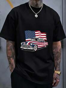 100%Pure Cotton7Month4Happy Day T Street Hip-Hop Style Men's Shirt T Shirt - 黑色 3 - 查看 1