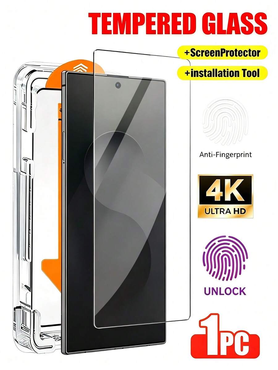 XINHONGYU 1片高畫質螢幕保護貼,無塵安裝,適用於 Galaxy S 系列,支援 0.2 秒指紋解鎖,相容於 Galaxy S2/26+/26/Ultra Galaxy S25 Ultra/S25+/S25/S24 Ultra/24 Plus/24/23/22/21,全螢幕覆蓋,防指紋、防摔、防刮、零氣泡 - 無色 - 查看 1