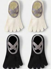 1/2/3 Pairs Cotton Non-Slip Five-Finger Sports Socks, Suitable For Yoga, Pilates, Plank, Indoor Sports, Gift For Loved Ones - Multicolor - View 21