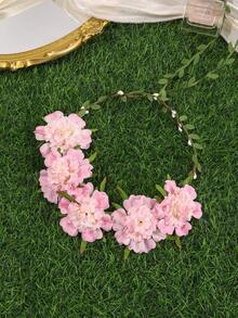 1Pc Bohemian Style Artificial Flower Crown, French Romantic Large Flower Headpiece, Suitable For Wedding/Vacation/Photoshoot - Multicolor - View 10
