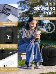 Floless 中性旅行後背包，符合航空公司隨身個人物品標準，可容納 14/15.6 吋筆電，防盜設計，防水，適合大學宿舍使用，大容量筆電後背包，商務通勤後背包，戶外運動後背包，適用於戶外活動、旅行、出遊、返校及其他場合，登山、訓練、工作，生日/節日禮物 - 彩色 - 查看 6