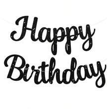 1 Set Shiny Gold Happy Birthday Banner, Gold Birthday Party Decorations, Happy Birthday Sign, Needs DIY, For Women Birthday - Black - View 1