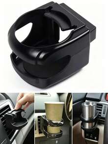 Universal Car Air Vent Cup Holder, ABS Material, Includes Ashtray Holder And Cushion Pad, Suitable For Various Water Bottles And Cans, Clip-On Design, Non-Slip Base, Fits 99% Of Car Models - A - View 6