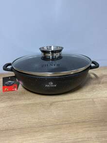 3.3公升 28公分 大理石紋帶蓋鍋 – 不沾鍋，適用於所有爐灶，非常適合煲湯、煮醬汁和日常烹飪。 - 查看 2