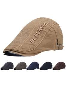 British Vintage Beret Men's Casual Flat Cap Newsboy Cap With 3D Embroidery - BLACKVEIL - View 2