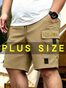 Men's Plus Size Cargo Style Bermuda Shorts, Cargo Style Brand, Loose Bermuda Shorts, Straight Leg Shorts, Summer Slim Fit Sports - Khaki - View 14
