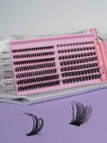 280PCS 8-16MM 2 Mixed Types Hot Melt Single Cluster Eyelashes DIY Lightweight Dense Natural False Eyelashes Set - Black - View 8