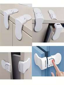 2/4/8pcs Safety Lock Set, Perfect For Securing Cabinets, Drawers And Refrigerators - Easy Installation Without Drilling, Made Of Durable ABS Material, Suitable For Refrigerators, Drawers, Cabinets - Upgraded Version - View 1