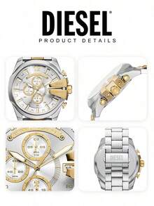 DIESEL Sport Diving Chronograph Series Men's Watch DZ4672, Professional Swimming Diving Chronograph Wristwatch, Dual-Tone Stainless Steel Band, Outdoor Daily Wear Wristwatch, Men's Birthday Gift Holiday Present - Silver - View 6