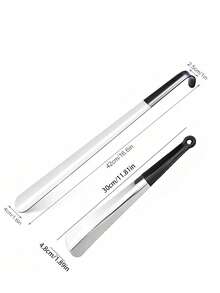 1pc Stainless Steel Coated Shoehorn, Easy Wear & Remove Shoe Helper, Convenient Storage, Metal Shoehorn For Elderly, Children, Pregnant Women - Silver - View 7
