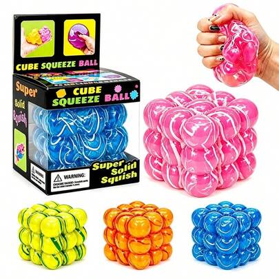 1/3pcs Maltose Marble Cube Squishy, Slow Rebound Stress Relief Ice Cube, Soft TPR Fingertip Toy, Anti-Anxiety Sensory Toy, Suitable For Adults, Teens And Children, Classroom Office Relaxation Toy