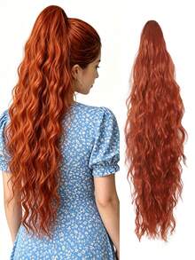 Extensión de Coleta Ondulada Multicolor de 24 Pulgadas, Cabello Sintético Resistente al Calor para Mujeres, Aspecto Natural, Adecuado para Uso Diario y Peinado, Accesorio para el Cabello - Multicolor - Ver 16