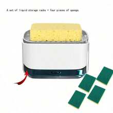 Gift: 1pc Sponge, Random Color) Kitchen Soap Dispenser, Countertop Soap Pump Dispenser, Sponge Nozzle, Dish Soap Dispenser, Kitchen, Storage, Kitchen Essentials, Liquid Soap Dispenser, Soap Dispenser - Designed For Cleaning Dishes In The Kitchen Sink, Equipped With Convenient Non-Slip Base. - Multicolor - View 10