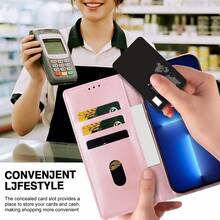 GLANDOTU Dompet Ponsel Kulit PU Bergaris Vertikal Biru & Putih, Desain Flip Cover, Slot Kartu Ganda, Stand Terintegrasi, Perlindungan Anti Guncangan, Kompatibel dengan Berbagai Model Ponsel - MultiWarna - View 6