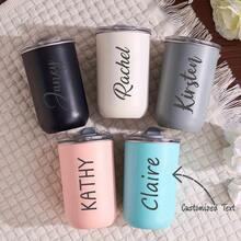 1pc Customized Stainless Steel Travel Mug, Double-Wall Vacuum Insulated Coffee Cup, Personalized Water Bottle, Customizable Name, Cold Drink Cup, Matte Finish, Personalized Teacher Gift, Insulated Tumbler - Multicolor - View 11