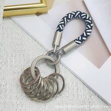 1 pieza Llavero de cuerda trenzada para hombre, cordón para llaves de coche, anillo de metal multifunción, colgante de llave de cerradura minimalista premium, herramienta de gestión de clasificación práctica y desmontable con múltiples anillos - Multicolor - Ver 10