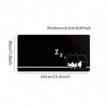 A Large Gaming Mouse Pad Featuring A Cute Black And White Sleeping Design On A Black Background.It Has A Non-Slip, Washable Rubber Base And Is A Spacious Desk Suitable Office Use.This Mouse Pad Is Computer Decoration - Mouse Pad - View 8