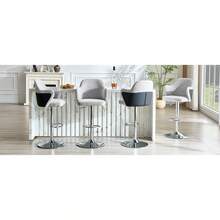 Modern Bar Stool Set (Set Of 2) / High-Quality Linen Bar Stools, -Plated Steel Frame / Easy To Install / High Load Capacity / Suitable For Home Bars And Restaurants - 淺灰色+黑色 - 查看 9