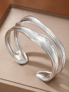1 Buah Gelang Stainless Steel dengan Desain Modis, Unik, dan Tekstur Asimetris Sederhana yang Indah, Dapat Diatur, Terbuat dari Baja Tahan Karat - MultiWarna - View 9